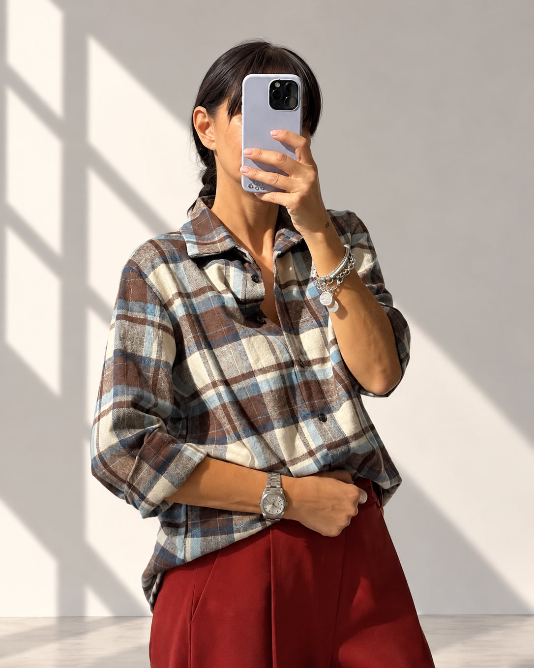 CAMICIA CHECK LORA MORO CELESTE