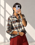 CAMICIA CHECK LORA MORO CELESTE