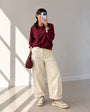 PANTALONE VELLUTO KIMBER PANNA