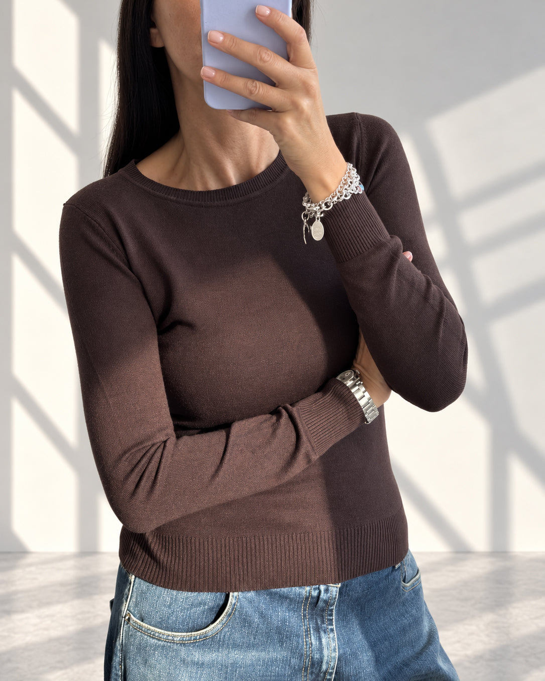 GIROCOLLO MINU' IN MAGLIA FINE COFFEE