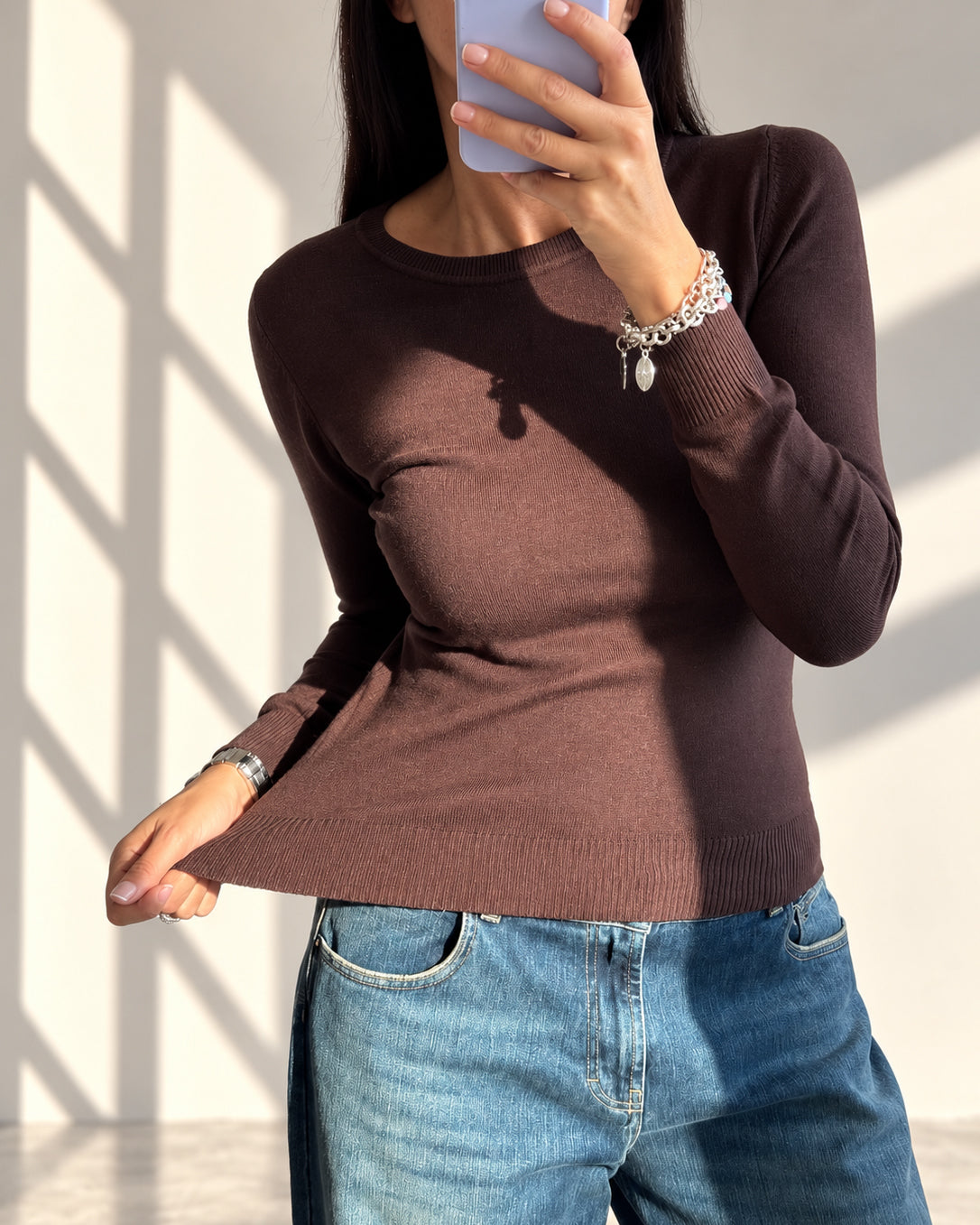 GIROCOLLO MINU' IN MAGLIA FINE COFFEE