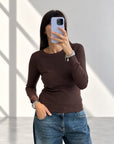 GIROCOLLO MINU' IN MAGLIA FINE COFFEE