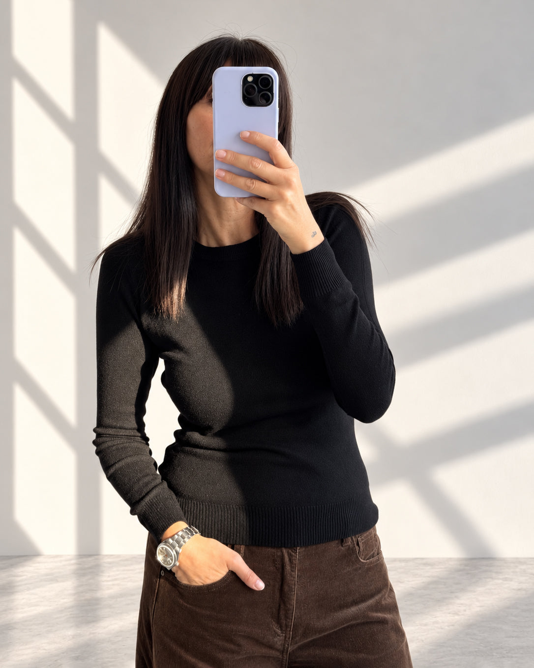 GIROCOLLO MINU' IN MAGLIA FINE NERO