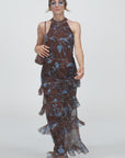 LONG DRESS DALIA MARRONE CELESTE
