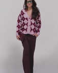 CARDIGAN ROMBI CARNABY ROSA BORDEAUX