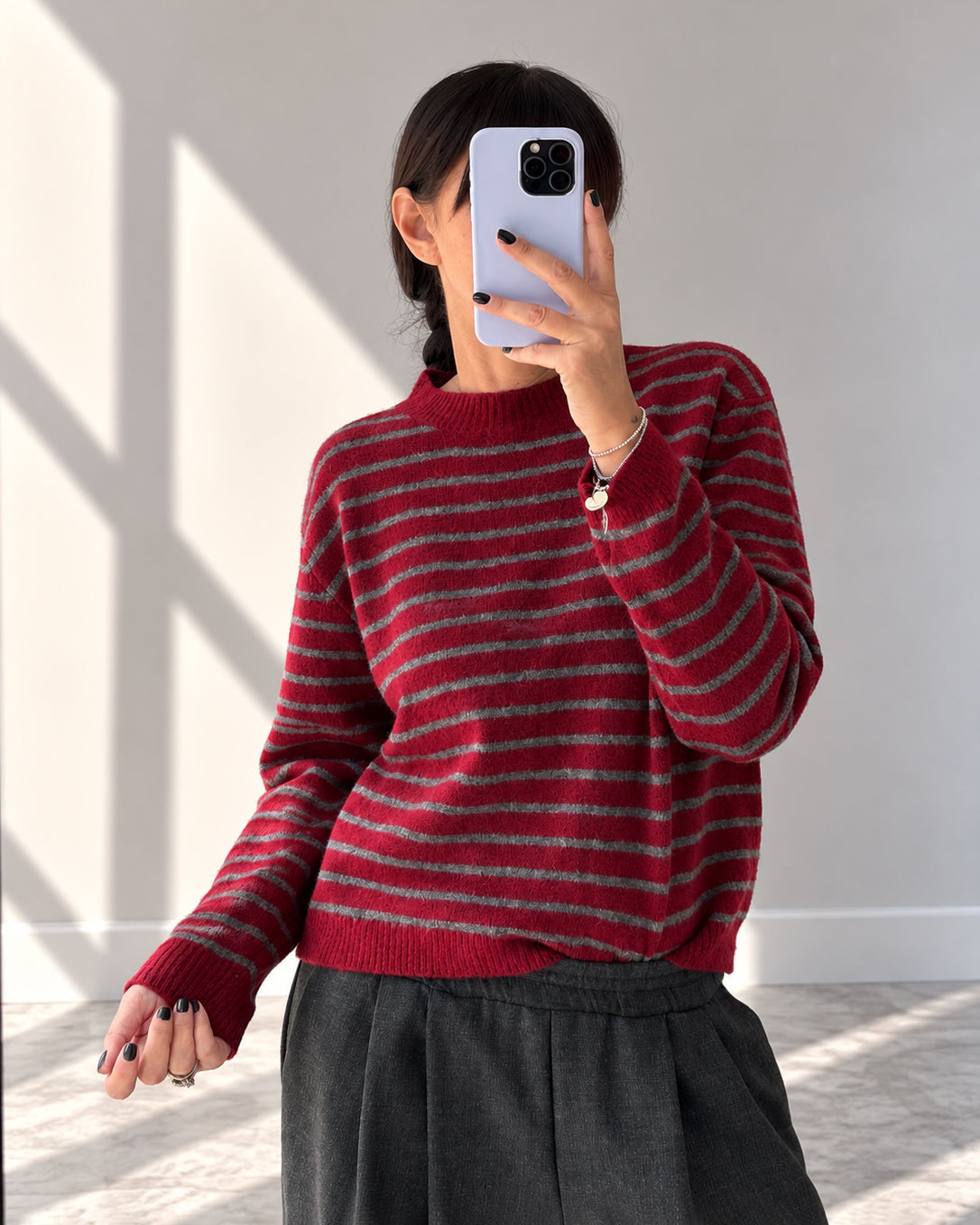 PULL A RIGHE RALPH BORDEAUX GRIGIO