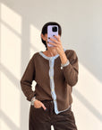 CARDIGAN MISTO LANA STARK MORO CELESTE