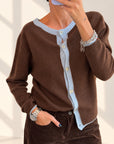 CARDIGAN MISTO LANA STARK MORO CELESTE
