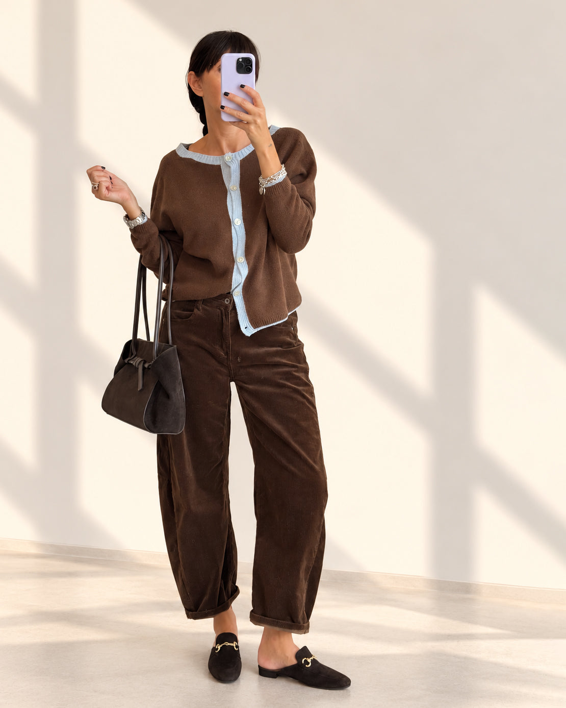 CARDIGAN MISTO LANA STARK MORO CELESTE