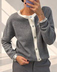 CARDIGAN MISTO LANA STARK GRIGIO PANNA