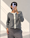 CARDIGAN MISTO LANA STARK GRIGIO PANNA