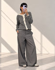 CARDIGAN MISTO LANA STARK GRIGIO PANNA