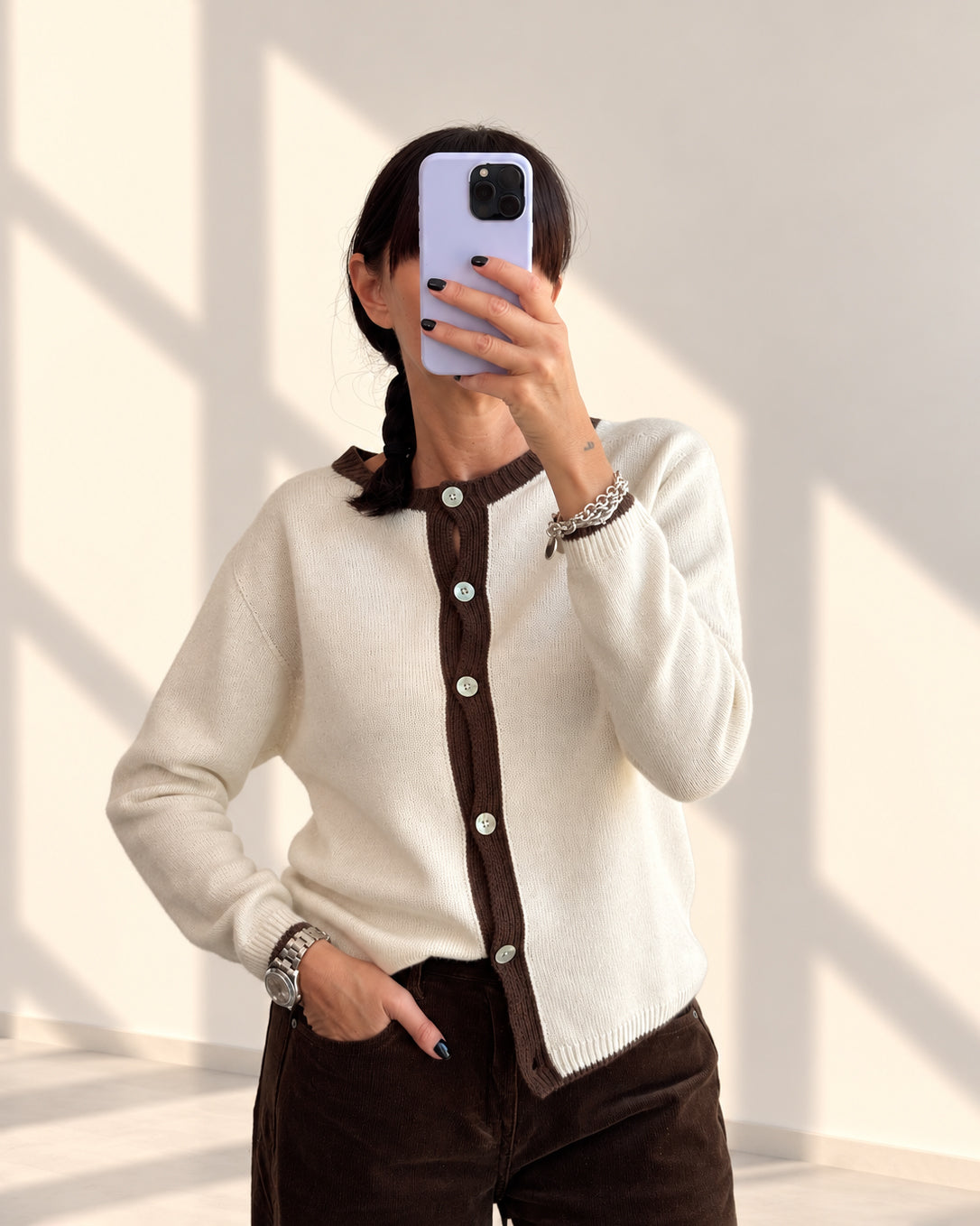 CARDIGAN MISTO LANA STARK PANNA MORO