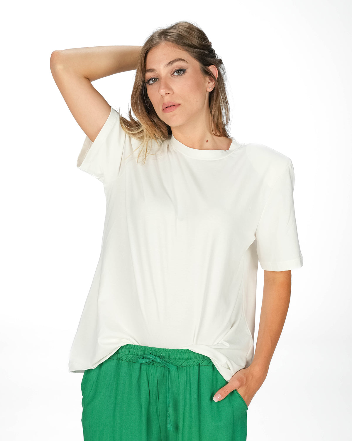 T-SHIRT CON SPALLINE KAFKA BIANCO