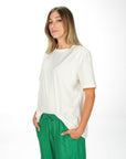 T-SHIRT CON SPALLINE KAFKA BIANCO