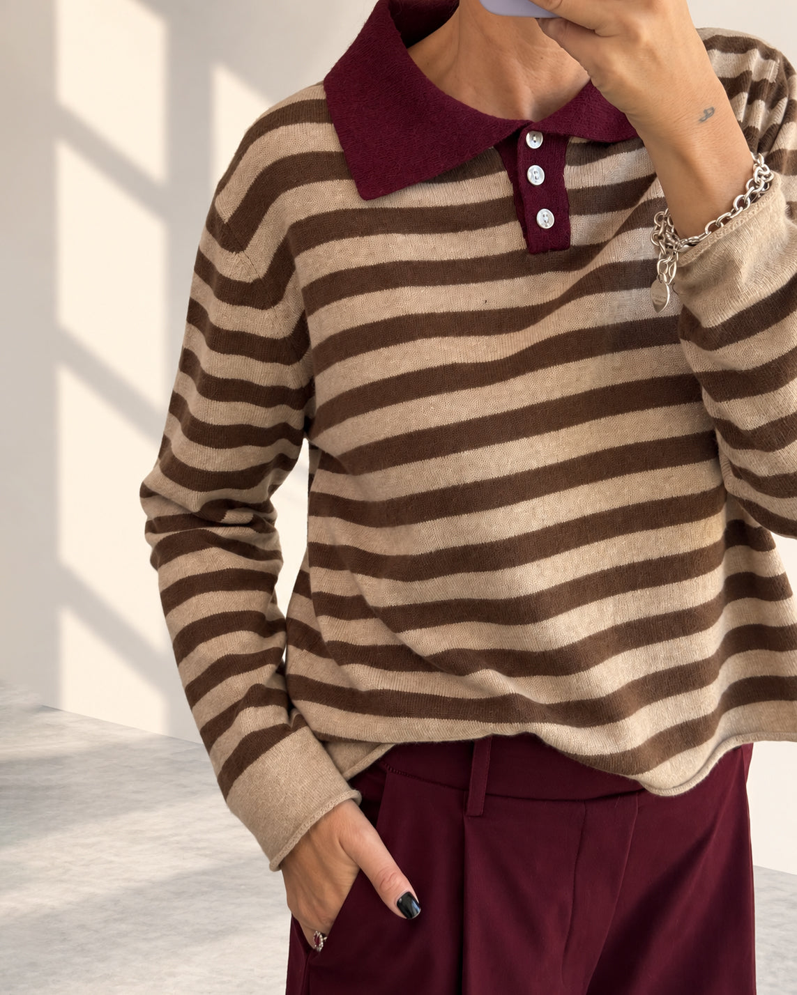 PULL MISTO LANA  VELA BORDEAUX