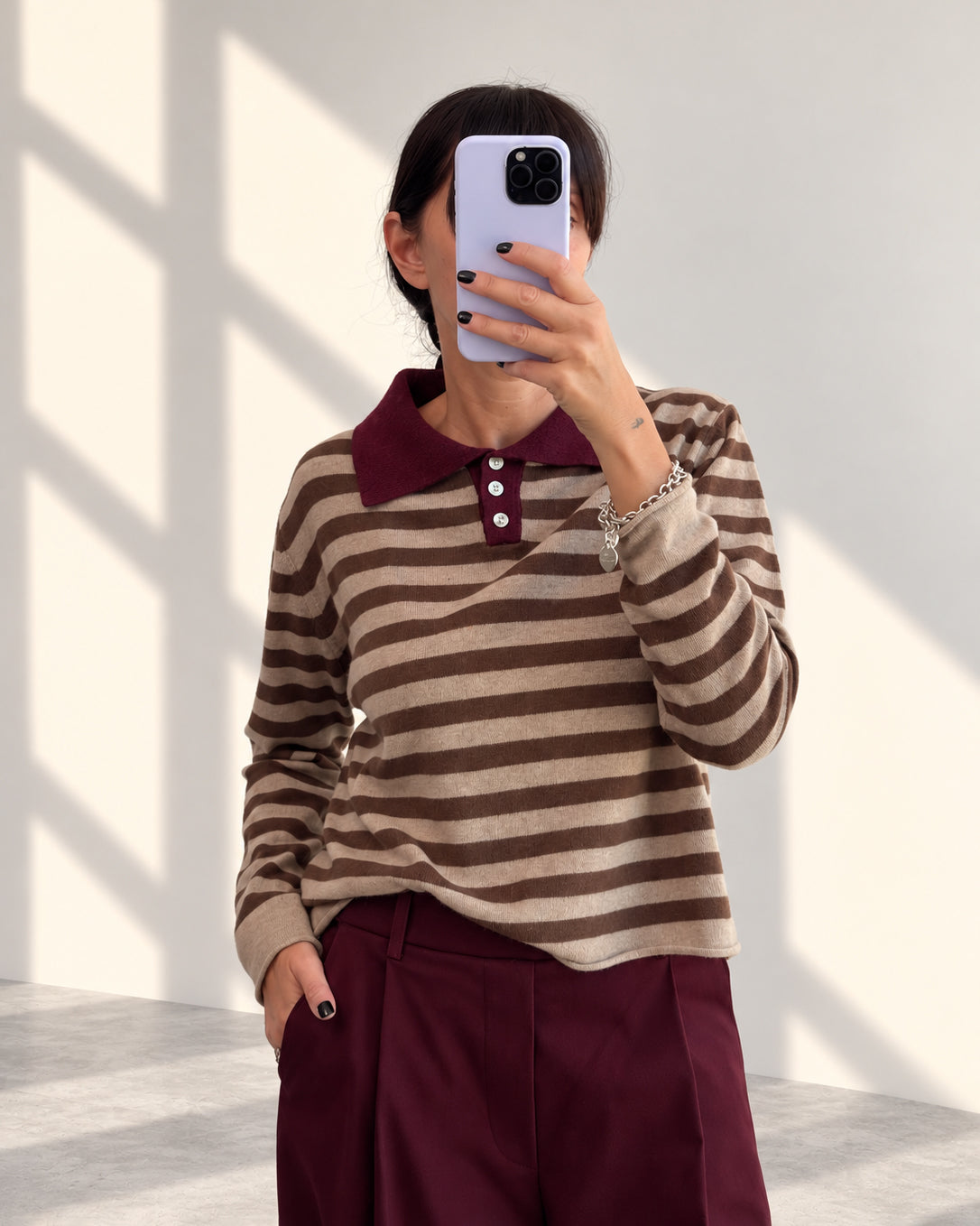 PULL MISTO LANA  VELA BORDEAUX