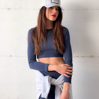 SEAMLESS ALTHAEA CROPPED LONG SLEEVE GRAPHITE